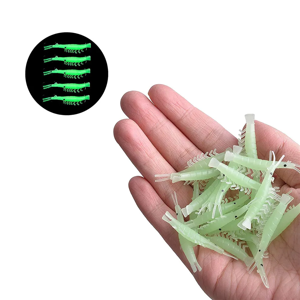 Señuelo luminoso de pesca, 100 unidades, 300 cm, cebos blandos de silicona para trucha, camarón, señuelo de pesca en hielo para lubina - imagen 4