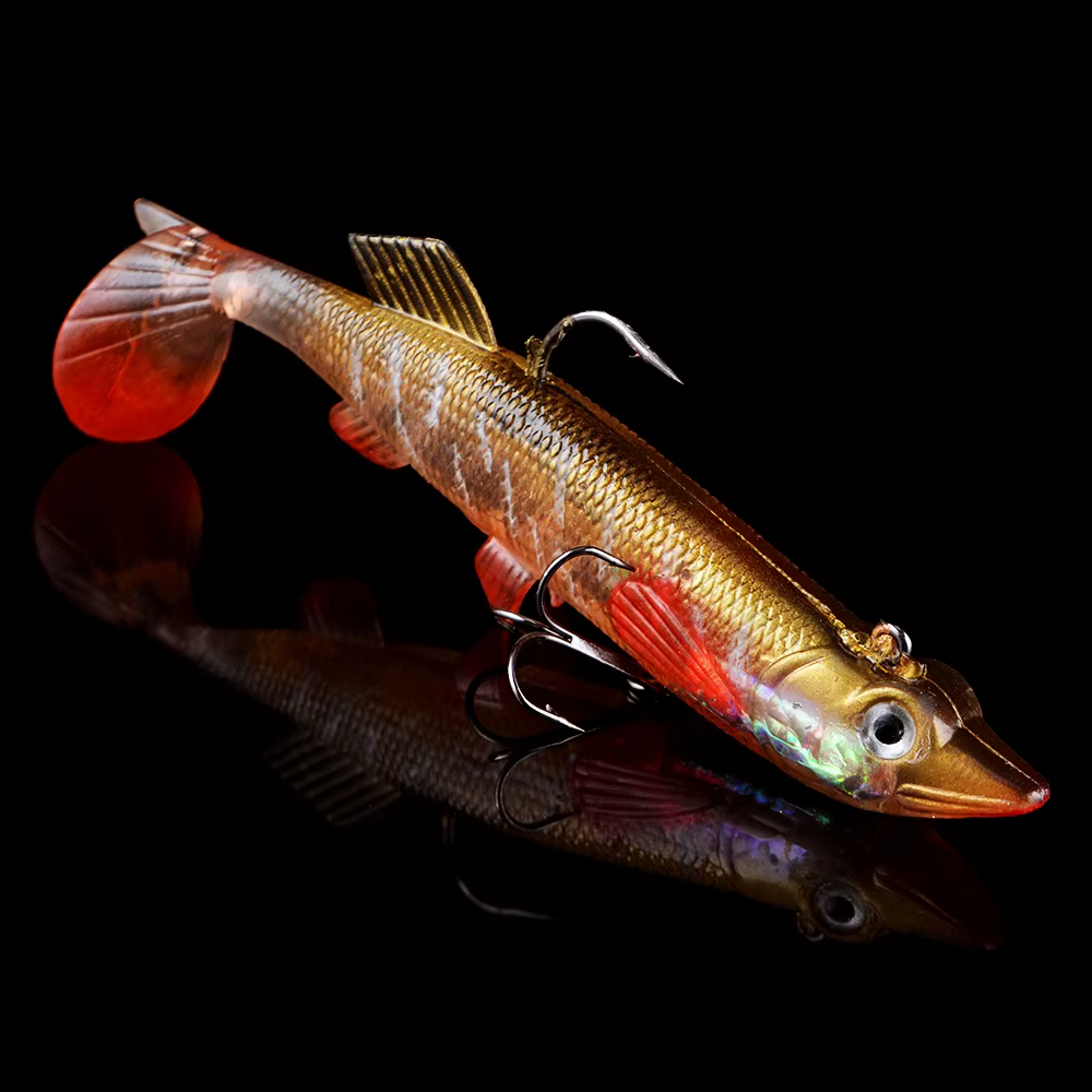 Señuelos blandos Fish King con ojos 3D - Cola en T para lucio - imagen 3