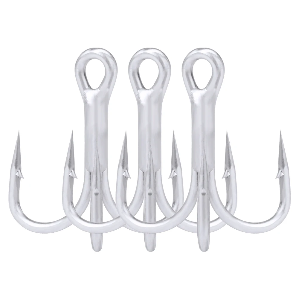 4X 50 unids/lote anzuelo de pesca de agua salada anzuelos triples de estaño mate 4/0 # -3/0 # -1/0 # -1 # -2 # -4 # -6 # Ganchos de alta resistencia de acero con alto contenido de carbono - imagen 3