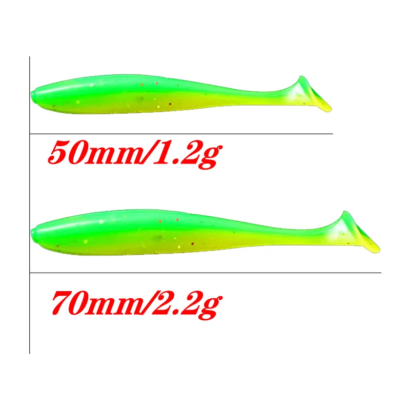 Señuelo de pesca suave delineador fácil, cebo Artificial de silicona de doble Color, 5cm, 1,2g, 10 unids/lote - imagen 3