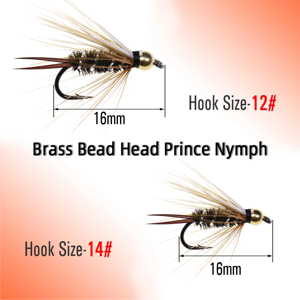 ICERIO señuelo de pesca con mosca, cabeza de cuentas de latón, Prince Nymph, trucha, 6 piezas - imagen 3