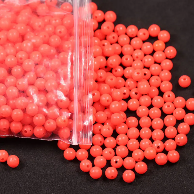 Lunou-Cuentas redondas de goma suave para pesca, abalorios brillantes de fregadero para anzuelos, aparejos de Señuelos de Pesca, color rojo y verde, 1000/3000 Uds. - imagen 4