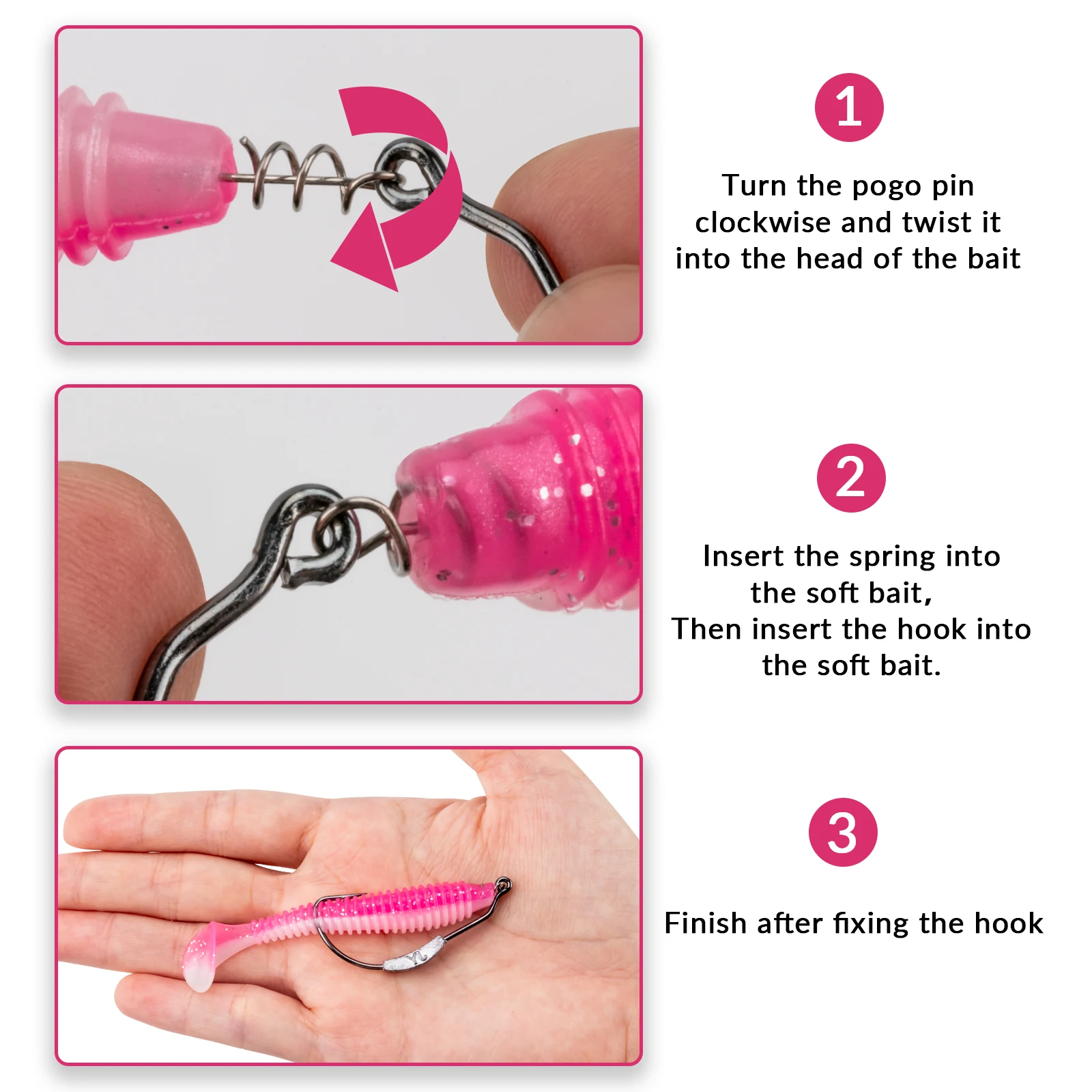 Anzuelos de pesca con cabezal de manivela sin malezas, anzuelo de pesca con pasador de bloqueo de resorte, anzuelo de púas compensado de gusano suave, aparejos de Texas, 10 Uds. - imagen 3