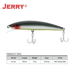 Jerry Flecha Hundimiento Minnow UV Señuelo Lubina Sonajero