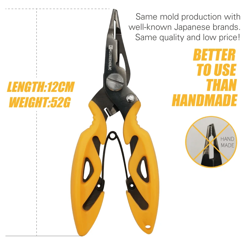 LUREHOLIC-Alicates de pesca de 12,5 cm, tijera para sedal de pesca, cortador de señuelo, removedor de anzuelos, alicates de acero inoxidable, tijeras de pesca - imagen 3