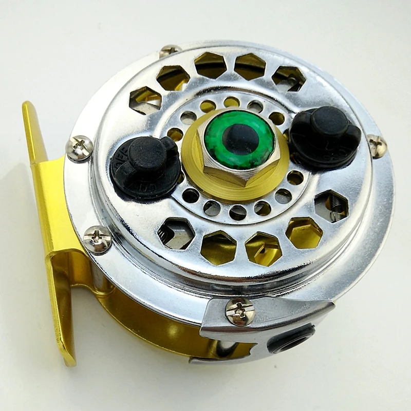 BF600/800/1000 carrete de mosca de metal completo 3/4 5/6 7/8 carrete de pesca volador carrete de pesca en hielo color dorado/plateado relación de engranaje 1:1 mano izquierda - imagen 3