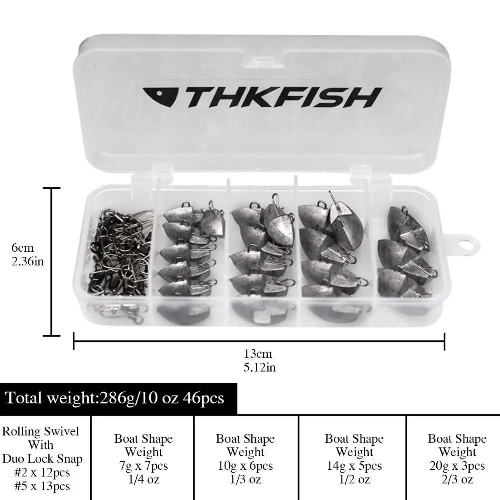 THKFISH 46 uds/66 Uds Kit de plomos de pesca 5g 7g 10g 14g 20g forma de bala peso de plomo juego de pesas Dropshot de agua dulce - imagen 4