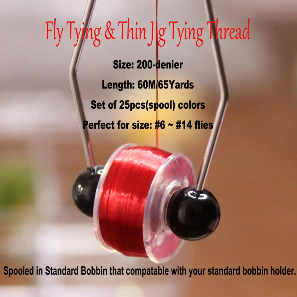 Bimoo 200D 25 carretes hilo para atar moscas plantilla delgada moscas pequeñas filamentos de poliéster para atar moscas secas con bobina estándar - imagen 2