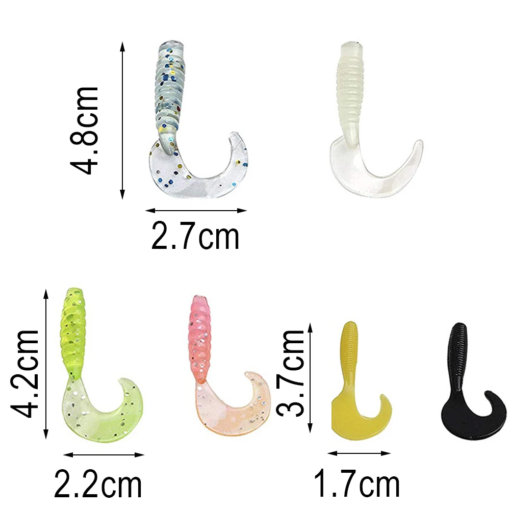 Kit de Señuelos de Pesca de trucha blanda, anzuelos de lubina con cabeza de plantilla, gusanos artificiales, señuelo, aparejos de cebo, 110 piezas/48 piezas - imagen 3