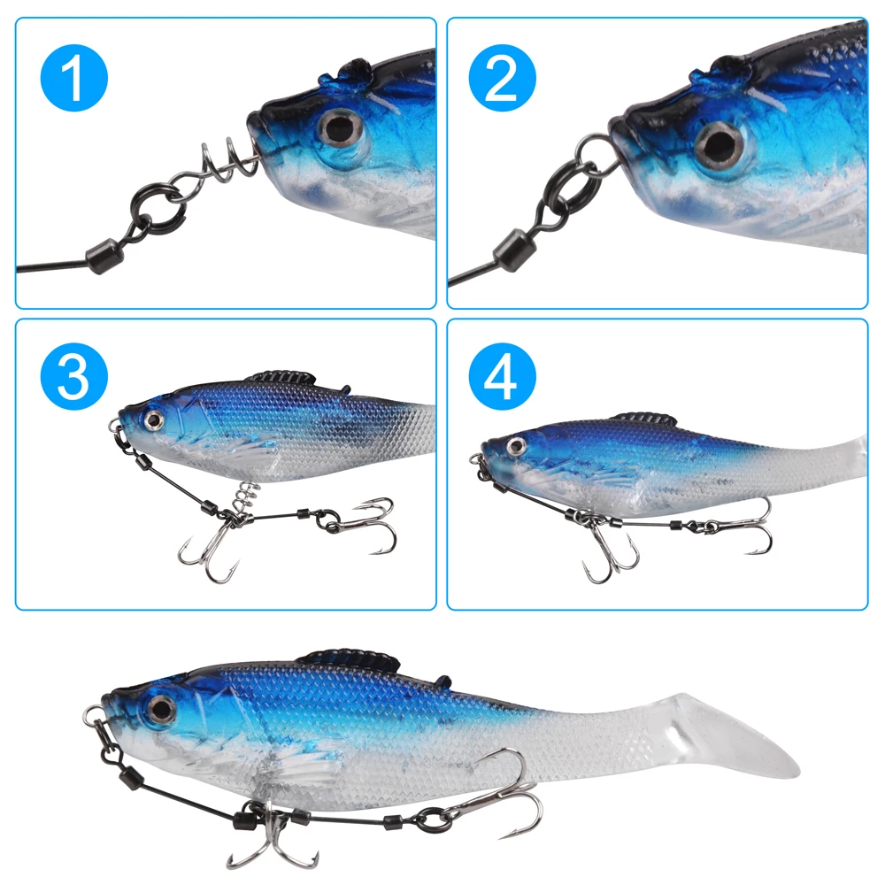 Aparejo de anzuelo de pesca Stinger, señuelo de pesca poco profundo, anzuelos triples con Pin central de Lucio, conector giratorio para cebos blandos, 1 ud. - imagen 4