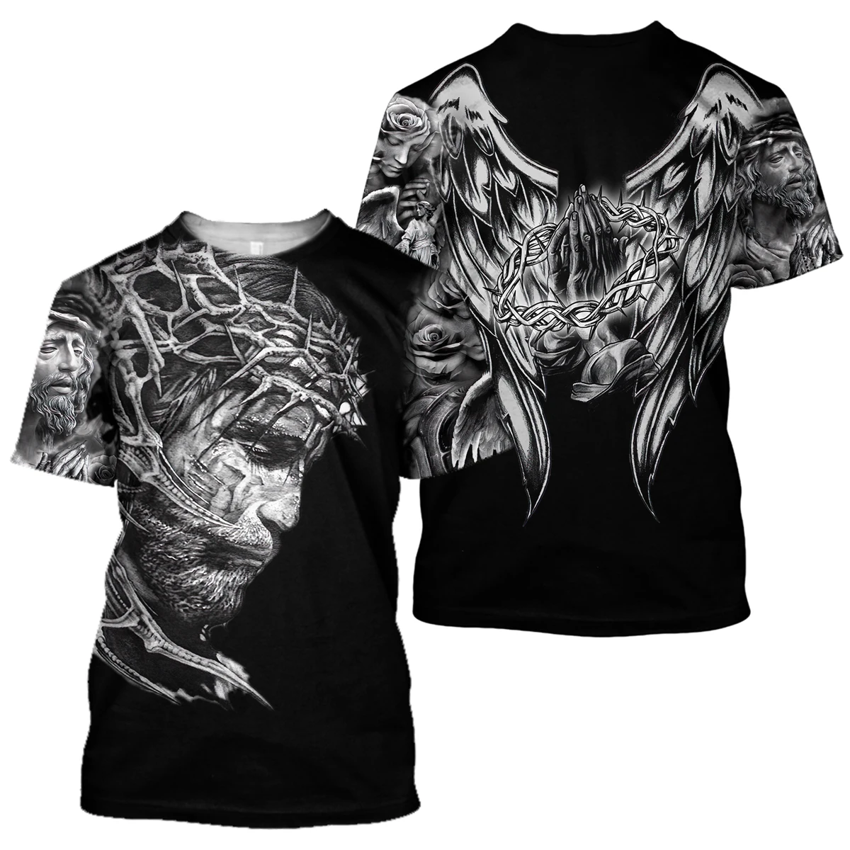 Camiseta Hipster de verano 2025 para hombre, camisetas de manga corta con estampado 3D de Jesús y Caballeros Templarios Harajuku, camisetas informales Unisex TX0156 - imagen 4