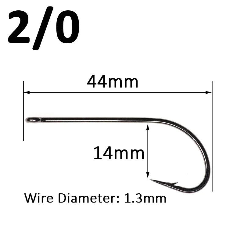 Wifreo 50PCS 2X Long Shank Fly Tying Hook Standard Stinger Deer Hair Hook for Pike and Bass Saltwater Shrimps Hooks - imagen 3