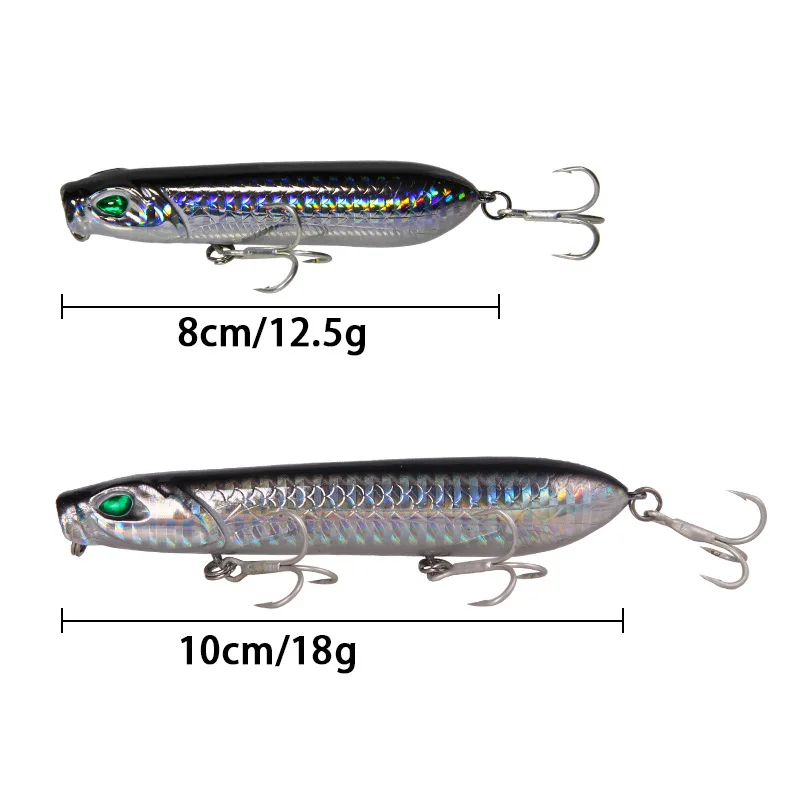 Señuelos de pesca Popper, cebo duro Artificial de plástico Topwater, Crankbait Wobblers, perca de lubina, aparejos de pesca, 8/10cm, 12,5/18g - imagen 3