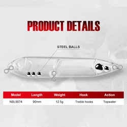 NOEBY 9074 Topwater Lápiz wobbler para Lucio 90mm