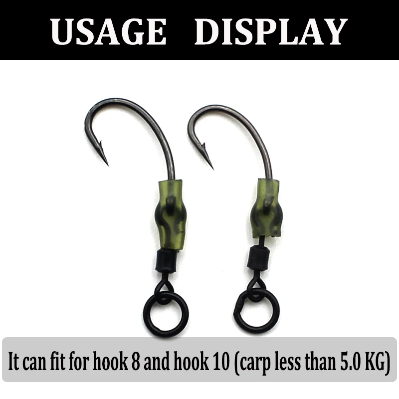 Ganchos giratorios para pesca de carpa, aparejos de pesca de carpa, de cambio rápido, 20 Uds. - imagen 4