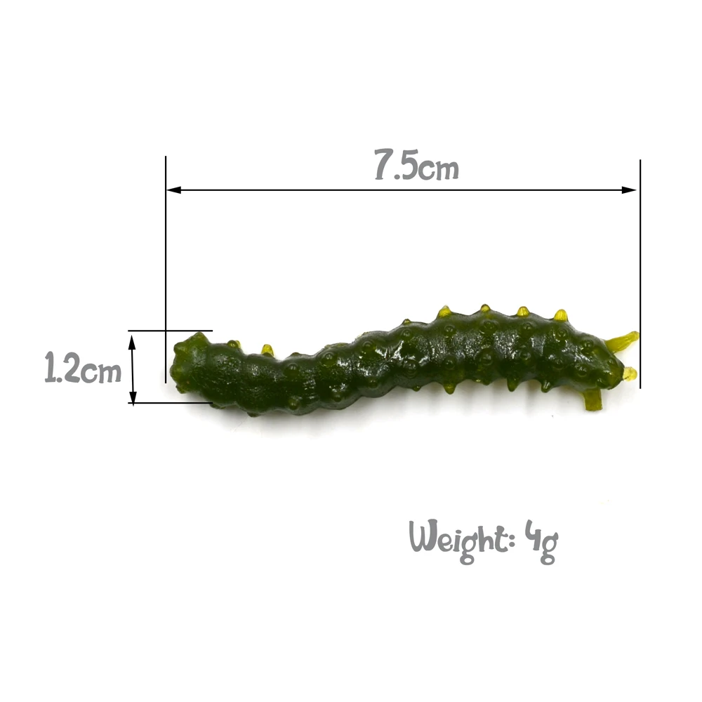 MNFT 12 Uds 75mm 4g larva señuelos blandos cebo TPR ambiental señuelo de pesca cebo de pesca de carpa Artificial de varios colores gusano suave - imagen 2