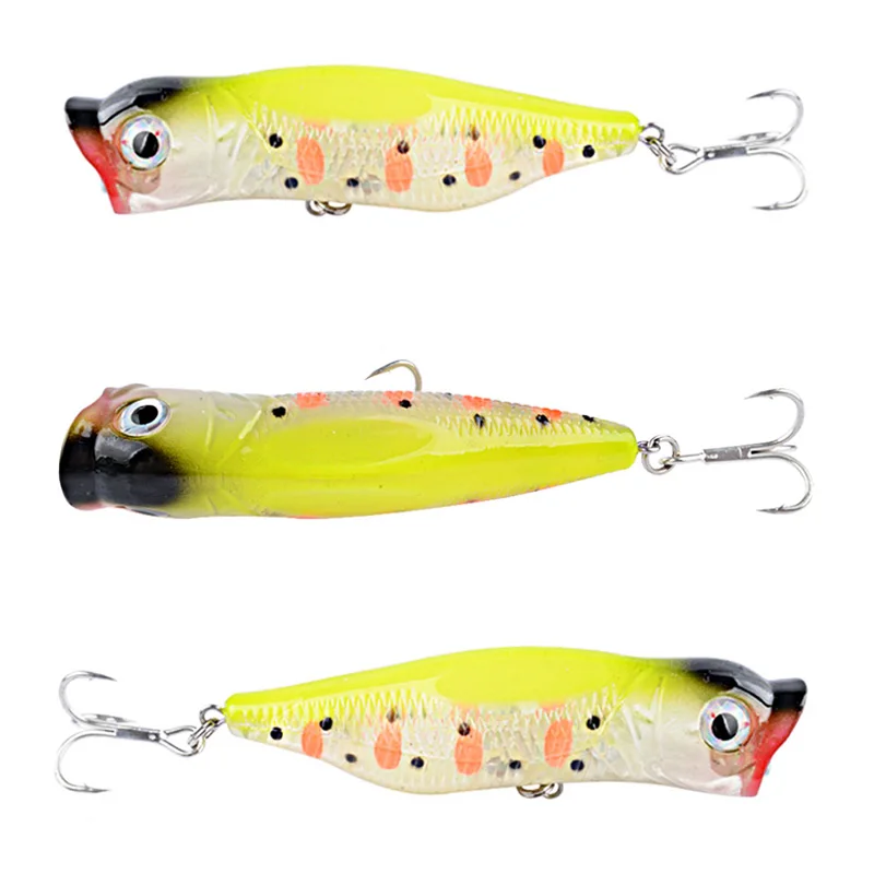 Señuelos de Pesca Popper, 9cm, 17g, cebo duro Artificial, de plástico con anzuelos triples Wobblers, Pesca aparejos de Pesca en el mar, 1 Uds.