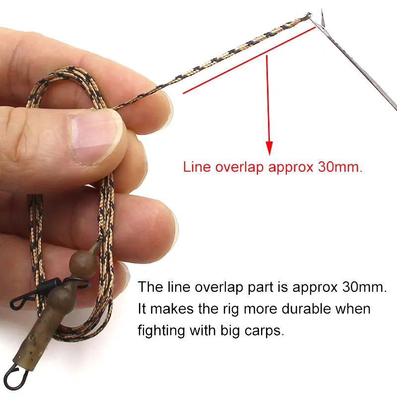 Línea de pesca de carpa, aparejos de pelo de carpa listos, línea de anzuelo de pesca de carpa listos, líder de carpa Leadcore, 2 uds. - imagen 3