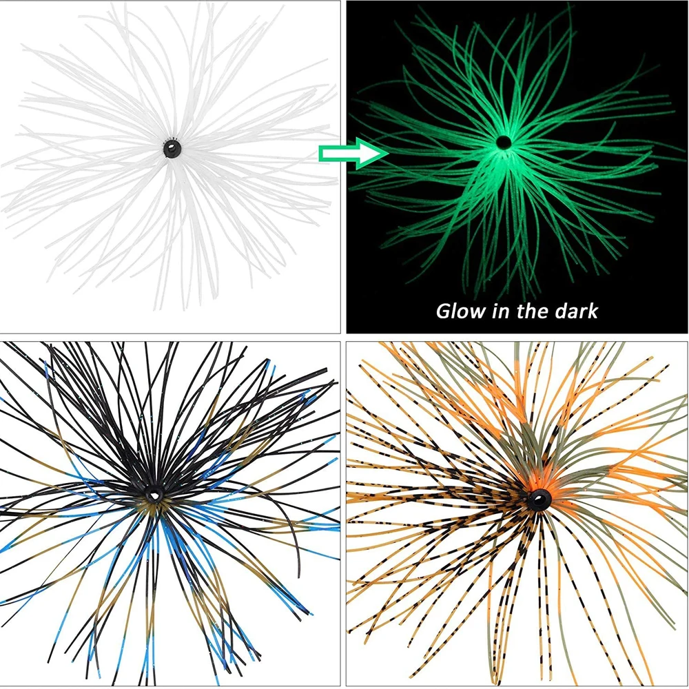 Faldas de plantilla de silicona para Pesca, Señuelos de plantilla de lubina, 50 hebras, cebos giratorios, Buzzbaits, falda de cuchara, Material de atado de moscas, 6 piezas, 12 piezas, 18 piezas - imagen 3