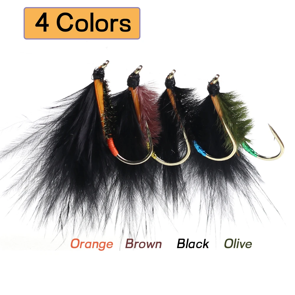 WIFREO-Serpentinas de plumas Marabu, Señuelos de pesca con mosca, trucha, Mosca, Mosca, señuelo de pesca, cebos para salmón, Lucio Steelhead, 6 uds. - imagen 3