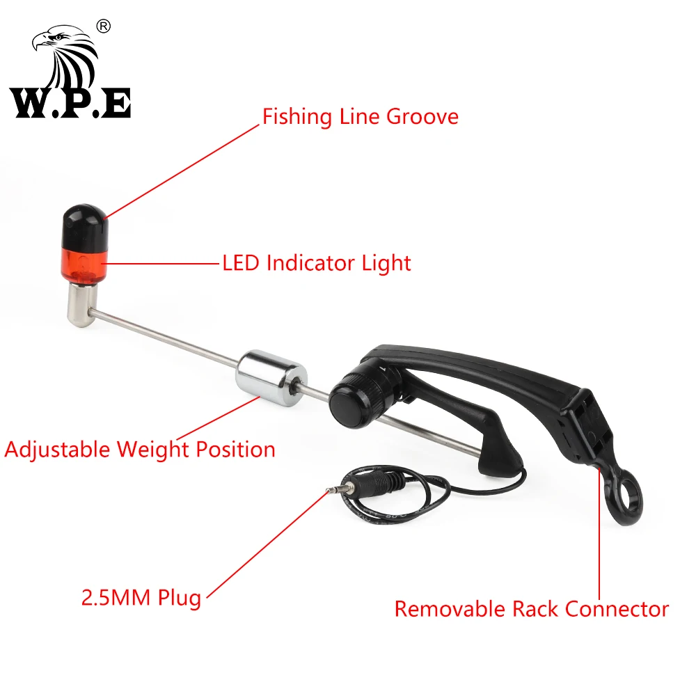 W.P.E-Swinger de pesca de carpa, indicador Multicolor, alarma de pesca de carpa, Sensor colgante, LED, accesorios de aparejos de pesca de carpa, 4 unids/set - imagen 4