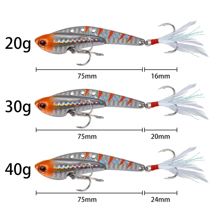 Señuelo de Metal de 7,5 CM con vibración, gancho de canal de sangre, diente de dragón, VIB, aparejos de pesca, Crankbait, vibraciones de hundimiento, cebo duro