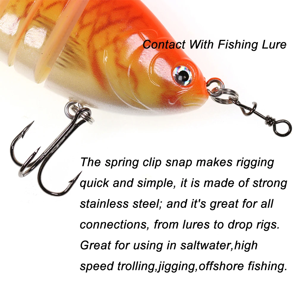 50 Uds. De acero inoxidable reforzado, bloqueo rápido, abrazadera de resorte, hebilla, señuelo, aparejos de caída, conector, accesorios de pesca de agua salada - imagen 3