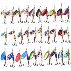 5/10/15/20/30 Uds Kit de cuchara giratoria señuelo Señuelos de Pesca cebos artificiales anzuelos de Metal lubina trucha perca Lucio lentejuelas giratorias