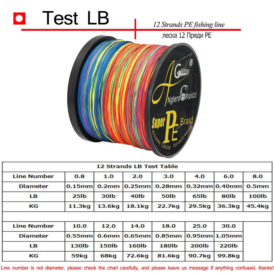 Línea de pesca trenzada de 12 hebras, 300m, 500m, 1000m, hilo de pesca trenzado de PE súper Multicolor, línea de peces de fuerte resistencia, 25LB-220LB - imagen 4