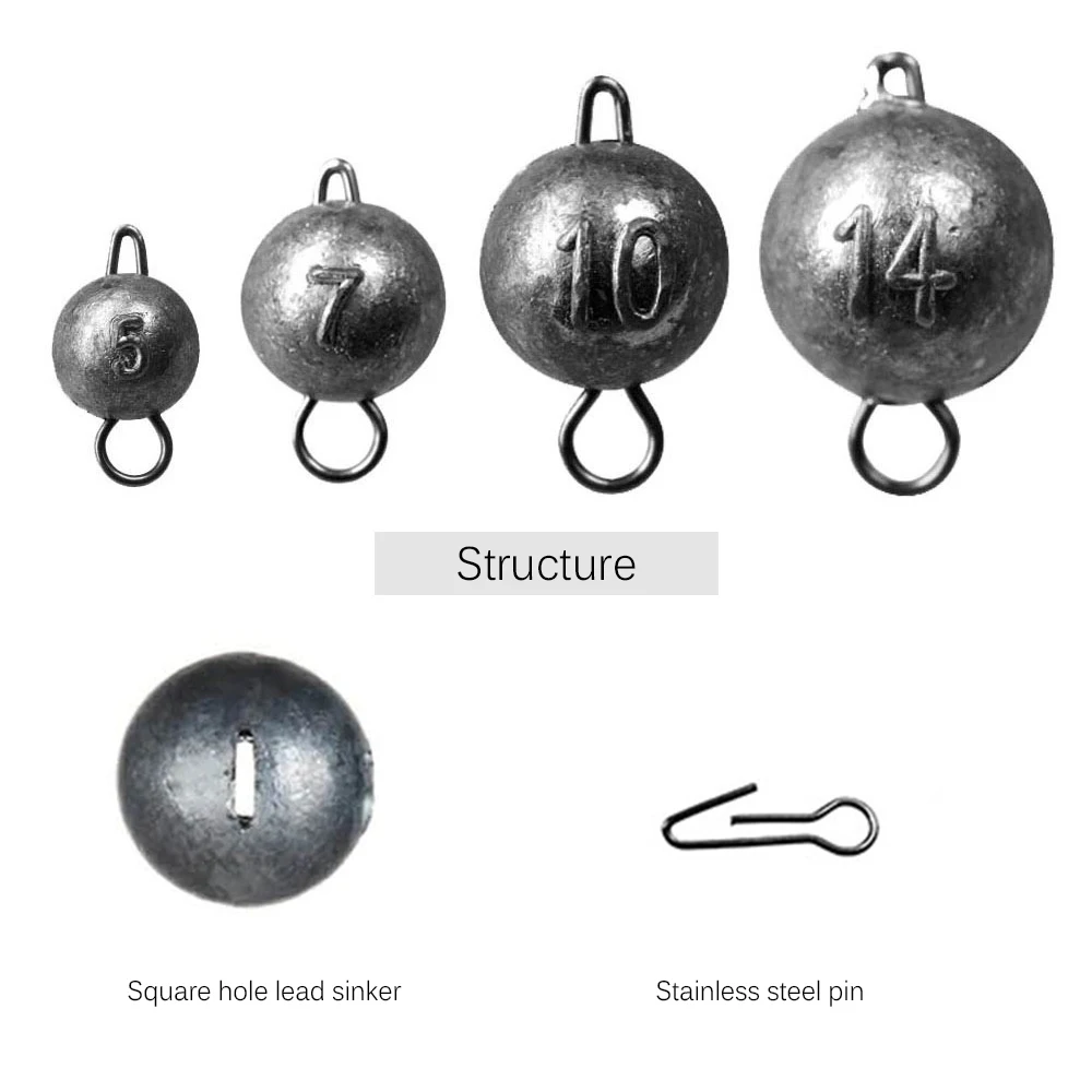 THKFISH-Kits de plomos de pesca, 66 Uds., 5g, 7g, 10g, 14g, 20g, 46 Uds., colgante redondo, plomo para señuelo, peso de pesca, juego Dropshot - imagen 4