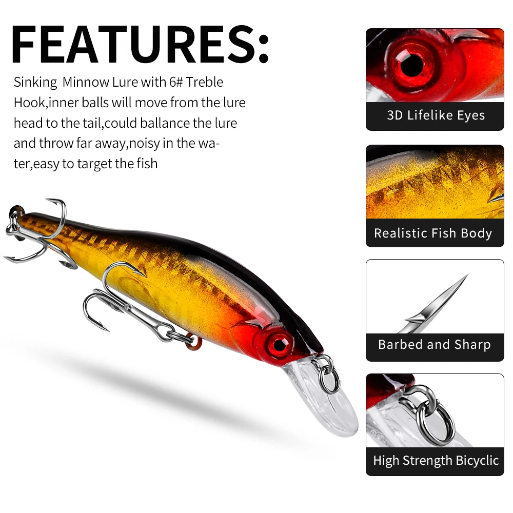 VALHALLA-señuelo de Pesca Artificial, cebo duro de 9,8 cm-11,5g, Wobbler Bass Minnow, con ganchos Isca, Pesca de curricán, 1 unidad/5 piezas - imagen 5