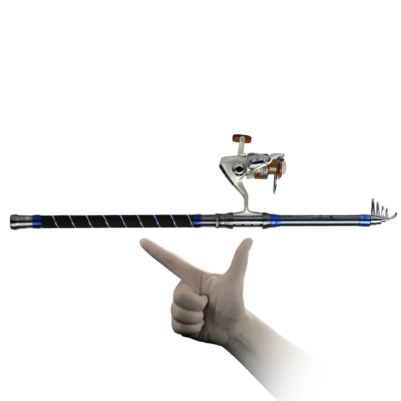 Caña de pescar telescópica de fibra de carbono, caña giratoria ultraligera, dura, para lanzamiento lejano, 2,1 m-4,5 m - imagen 3