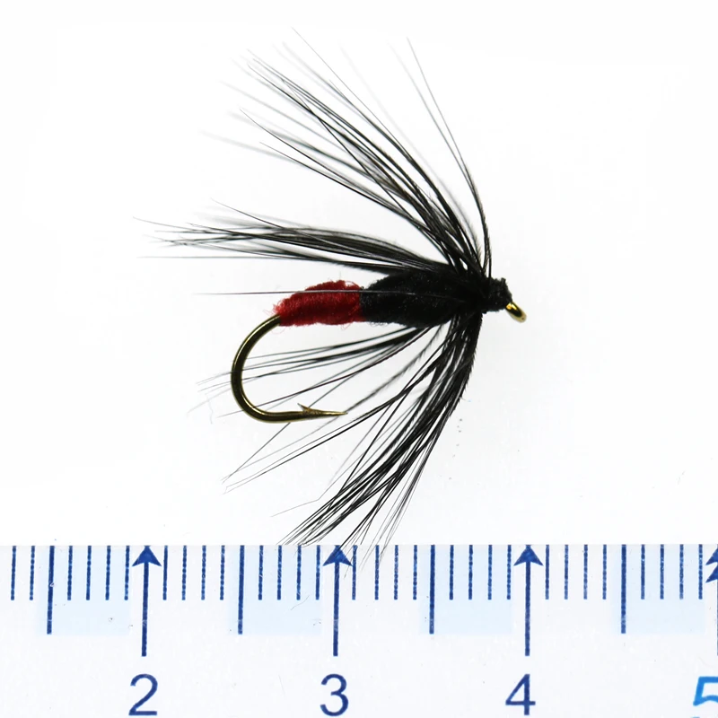 ICERIO-señuelo de pesca de trucha seca, cebos rojo/verde/Negro, #10, 12 Uds.