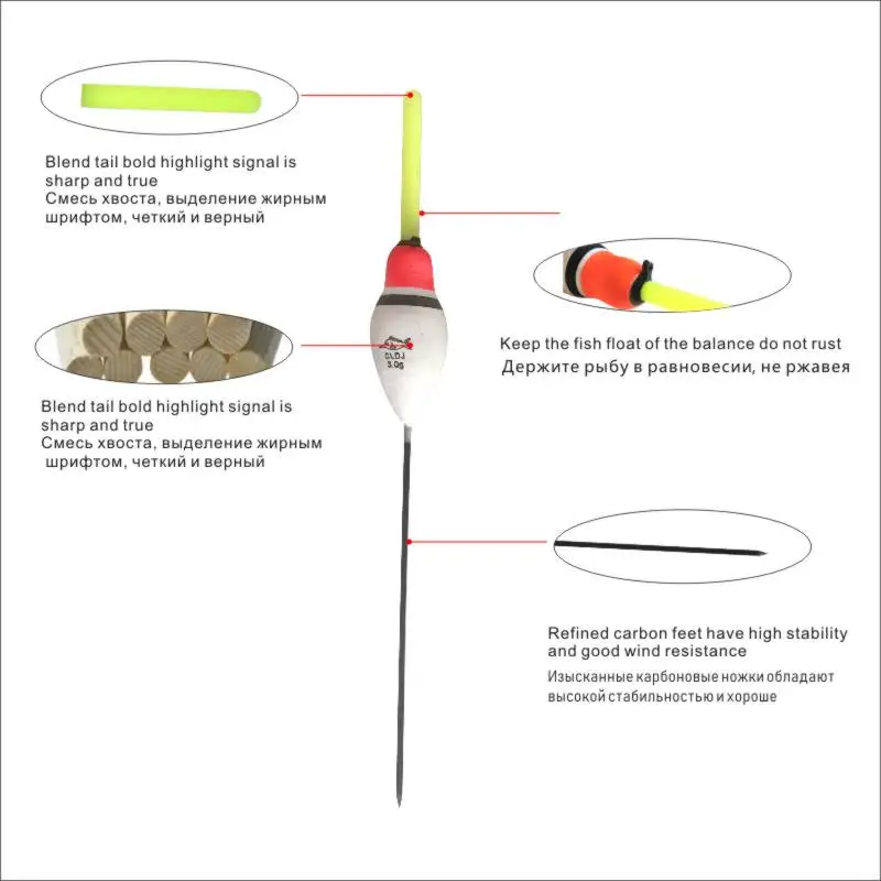 ORJD-boya flotante Vertical para pesca, accesorio de Material compuesto, palo de luz, tapón para pesca, 2,5g, 3g, 4g, 5g - imagen 5