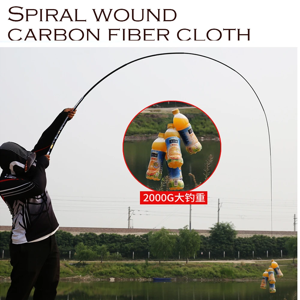 GHOTDA de fibra de carbono caña de pescar telescópica corriente mano Polo carpa alimentador pesca polo &quot;Tenkara 3,6-7,2 m - imagen 3