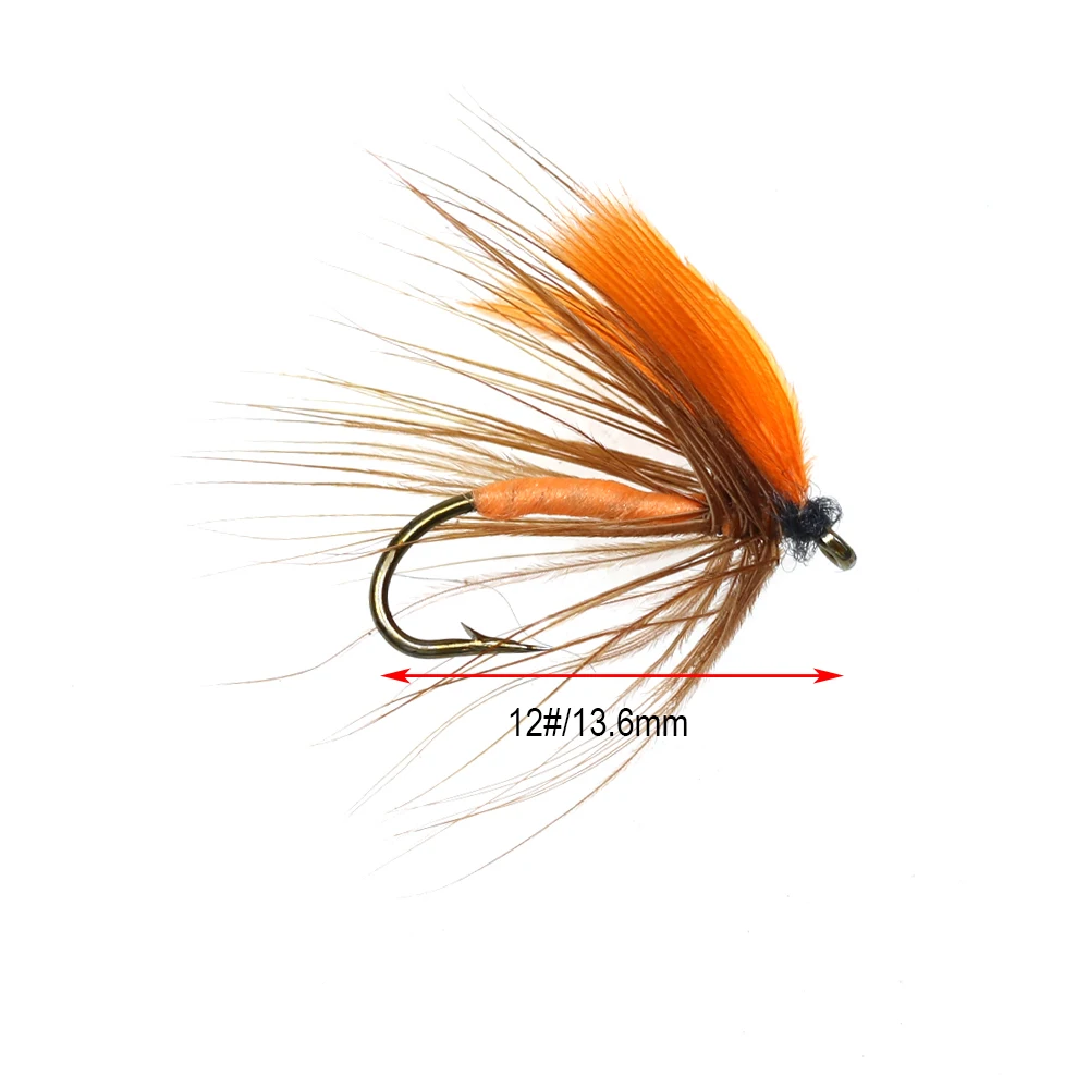 ICERIO-señuelos de pesca con mosca de trucha, Lumo de ala naranja, cuerpo naranja, moscas húmedas, #12, 6 piezas, 10 piezas, 20 piezas