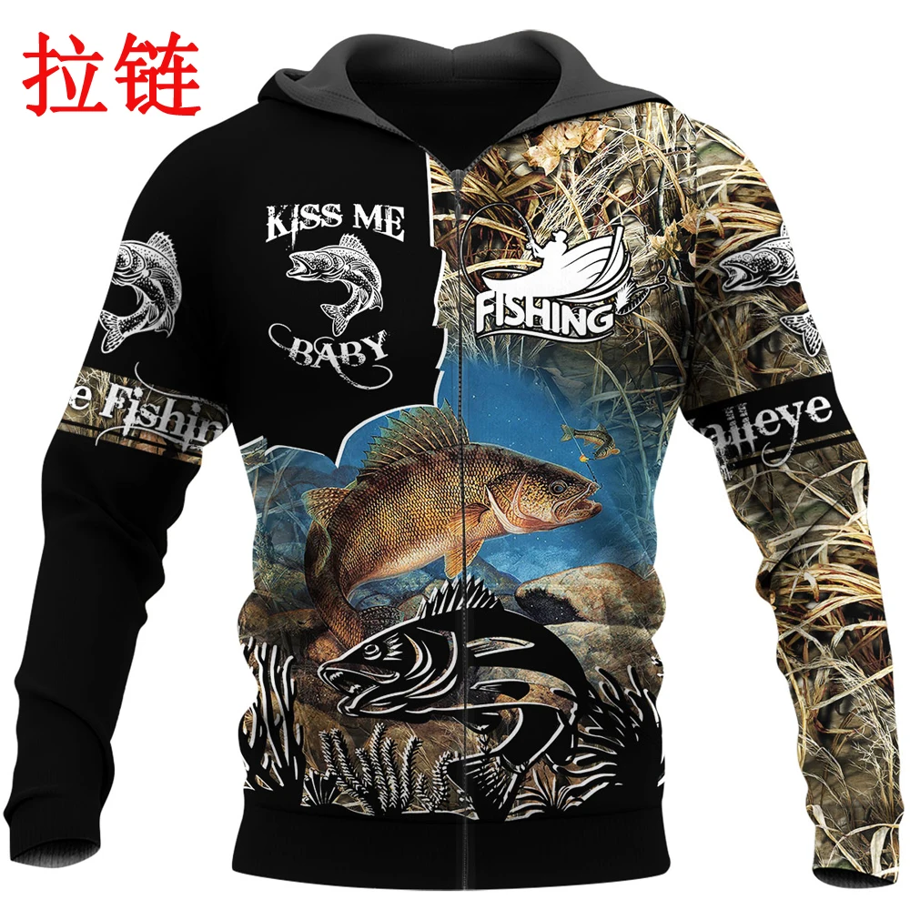 Sudadera pesca lucioperca con estampado 3D – Capucha y cremallera - imagen 5