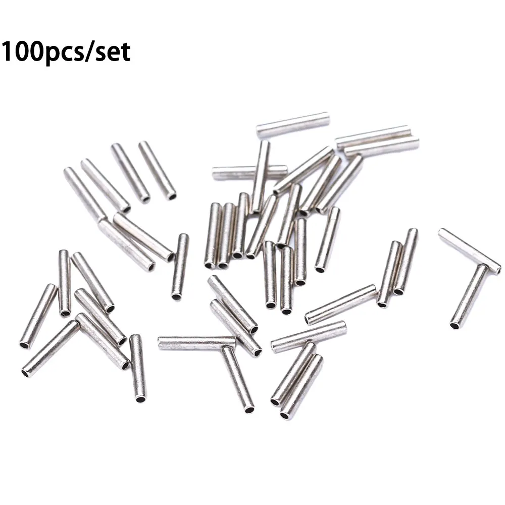 Tubo de pesca redondo de cobre negro, herramienta de pesca de 100 piezas, Mangas de crimpado, conector de línea de pesca, accesorios, herramientas - imagen 3