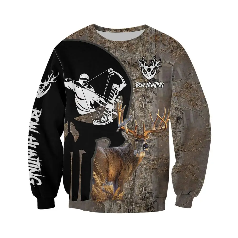 Sudaderas con capucha con estampado 3D de ciervos de caza del bosque para hombre, Sudadera con capucha Retro Harajuku a la moda, Sudadera con capucha de otoño, ropa de calle informal, SL-12 - imagen 3