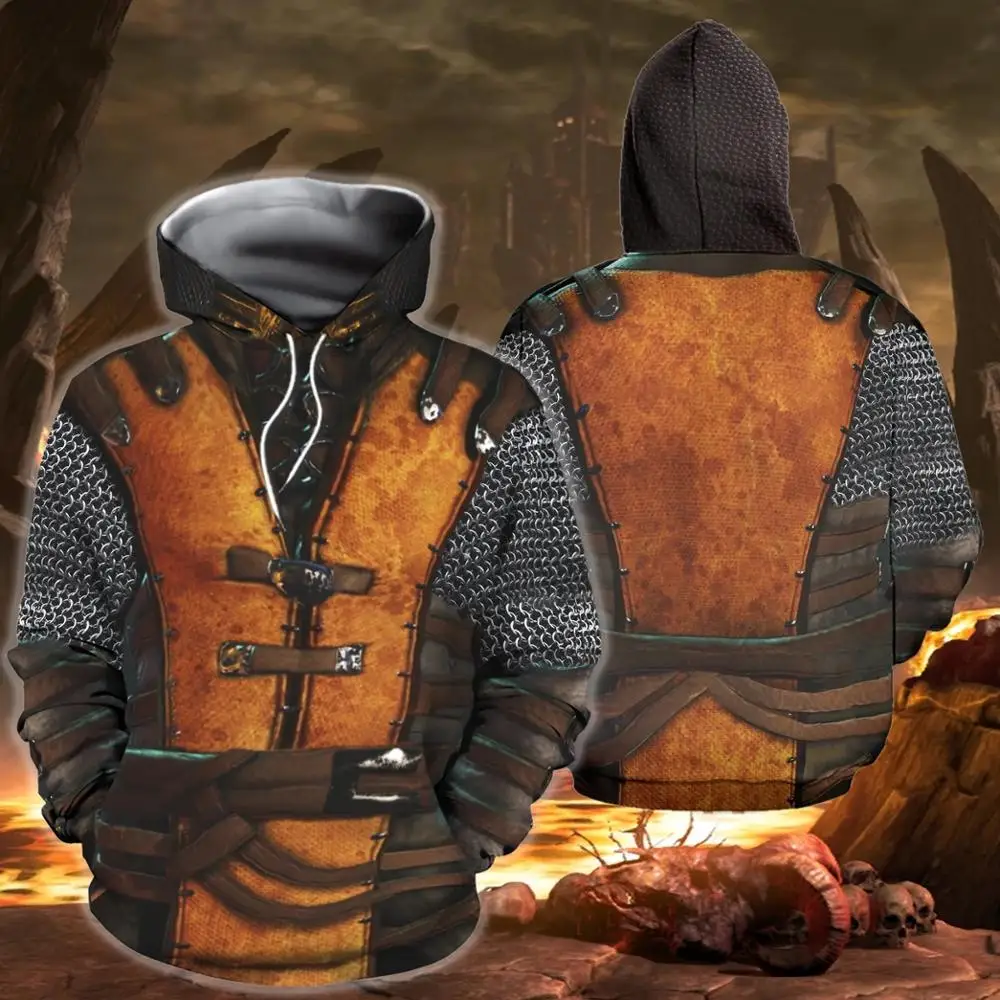 Sudadera con capucha para hombre, prenda de vestir con estampado 3D de armadura samurái, estilo Harajuku, informal, a la moda, KJ045 - imagen 4