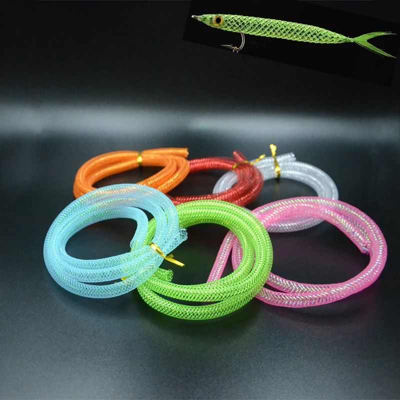 Tubos de trenzado EZ de 6m de diámetro, 8mm, Streamers y Deceivers, se expanden en el cuerpo, Combo de 6 colores, tubo de malla de oropel Mylar de agua salada - imagen 2