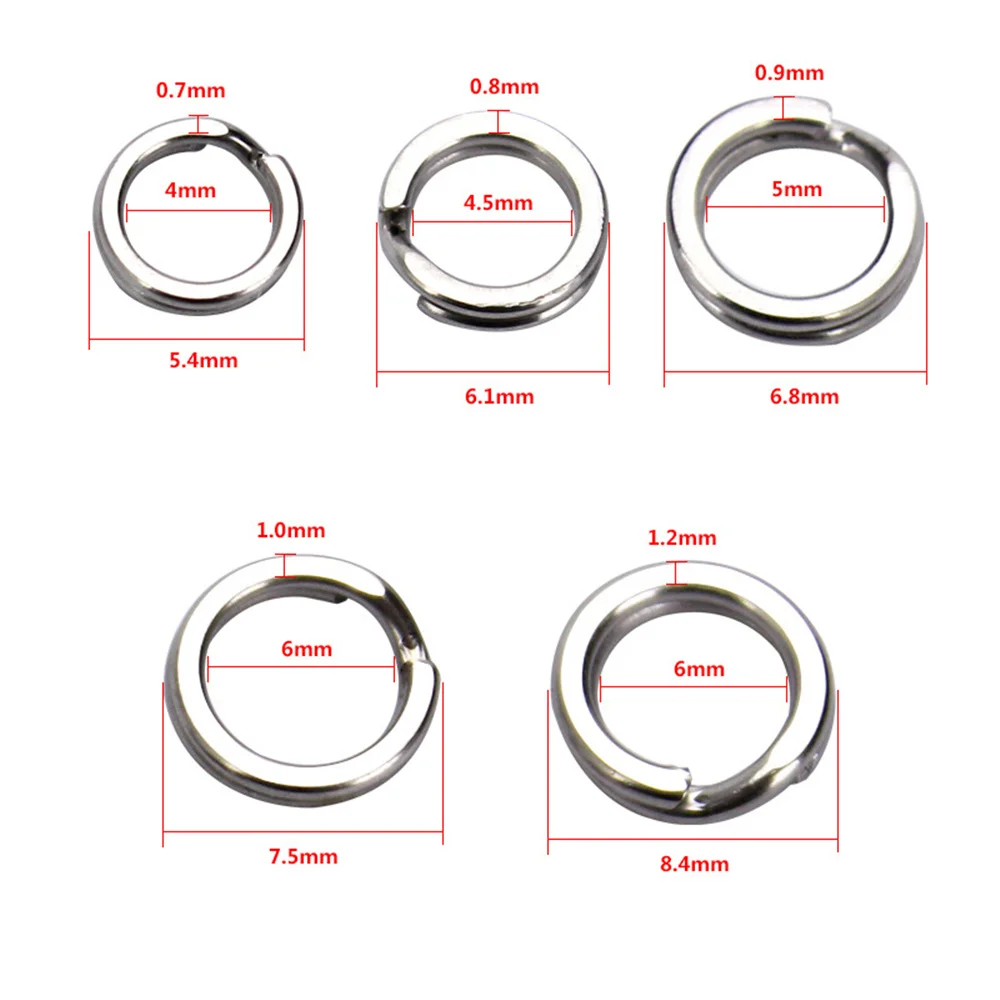 100 unids/lote anillo sólido de pesca 304 anillo de pesca de acero inoxidable bucle de Jigging para manivela en blanco conector de cebo accesorios de pesca - imagen 3