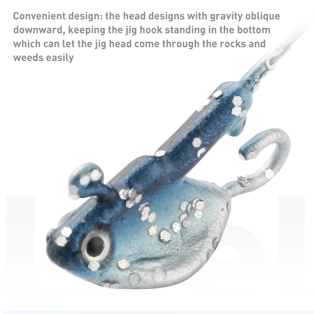 JOHNCOO-anzuelo de pesca de Metal Multicolor, cabeza de pez para señuelo suave, gusano, 5 piezas, 3,5g, 6g - imagen 3