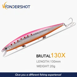 Wondershot-señuelo de pesca al por menor A07, colores surtidos, 1 unidad, 130mm, 20g, 0,4-0,8 M, cebo Artificial flotante de agua salada