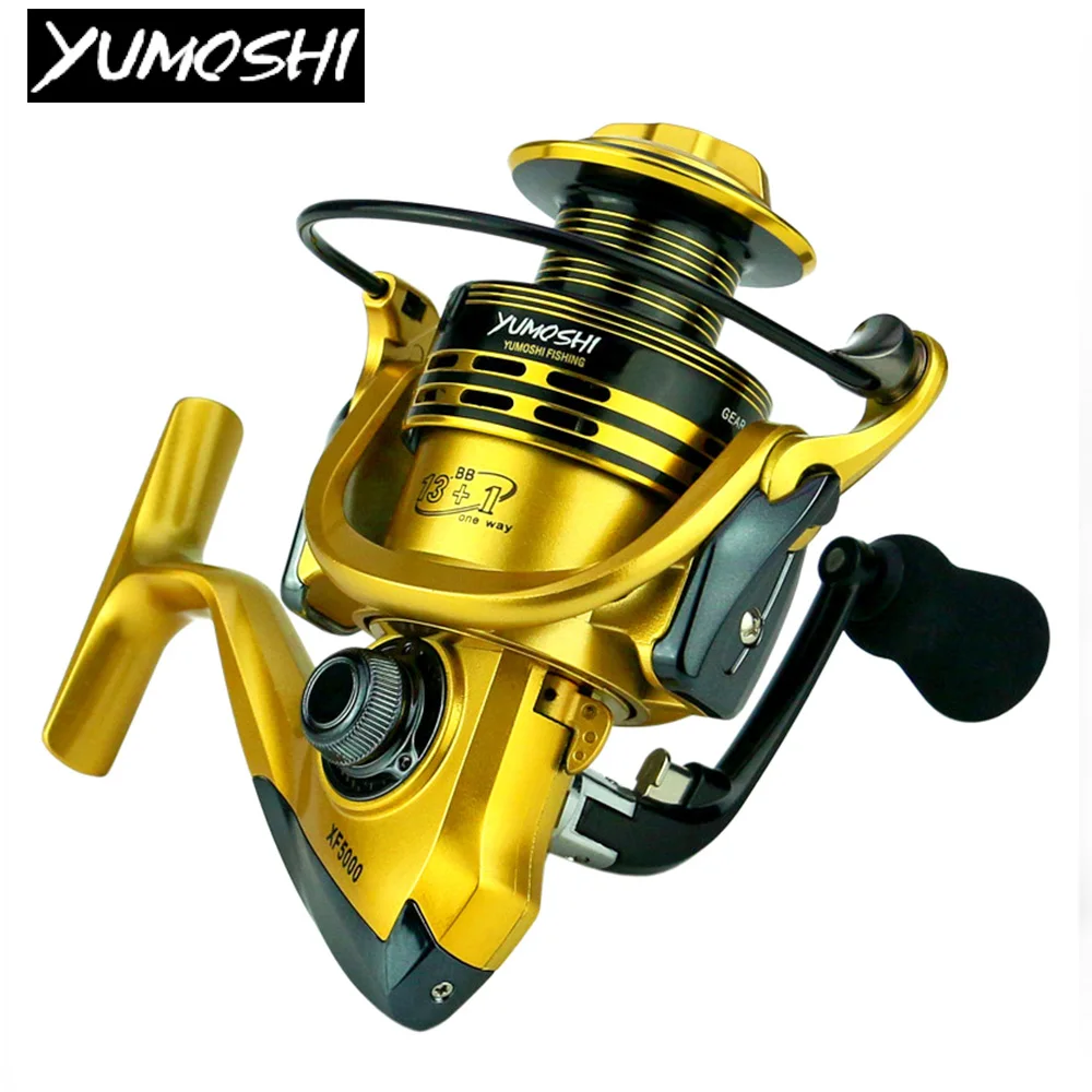 Carrete de pesca de Metal, bobina giratoria para Baitcasting, alimentador de carpa 13 + 1BB 5,5: 1, accesorios de rueda de cebo de mar de agua salada, aparejos - imagen 4