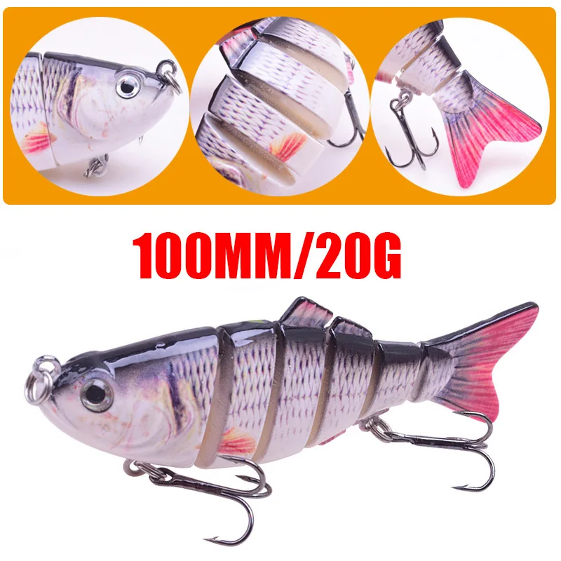 WDAIREN-señuelo de pesca de múltiples secciones, 6 segmentos, 10cm, 20g, Wobbler articulado, Crankbait, cebo duro Artificial con anzuelo, aparejos Swimbait - imagen 2