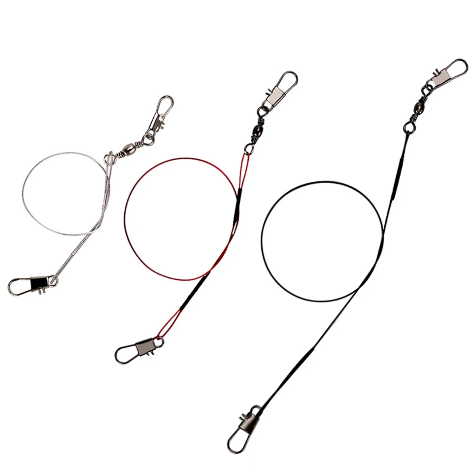 WALK FISH 20PCS 15/20/25cm Fishing Line Steel Wire Leader With Swivel Anti Bite Steel Wire Core Leash Fishing Lure Accessorie - imagen 5