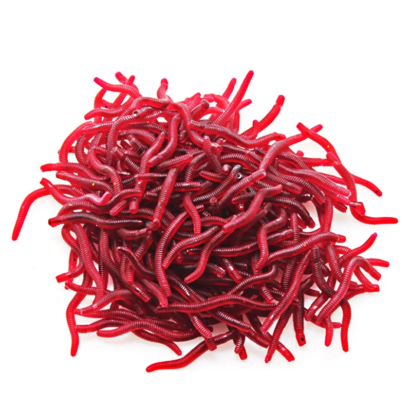 50 Uds. Señuelo de pesca, lombriz de tierra, olor a pescado, cebo suave de 3,7 cm, cebo falso de gusano de sangre artificial, cebo de gusano, pesca en mar, cebo de carpa cruciana