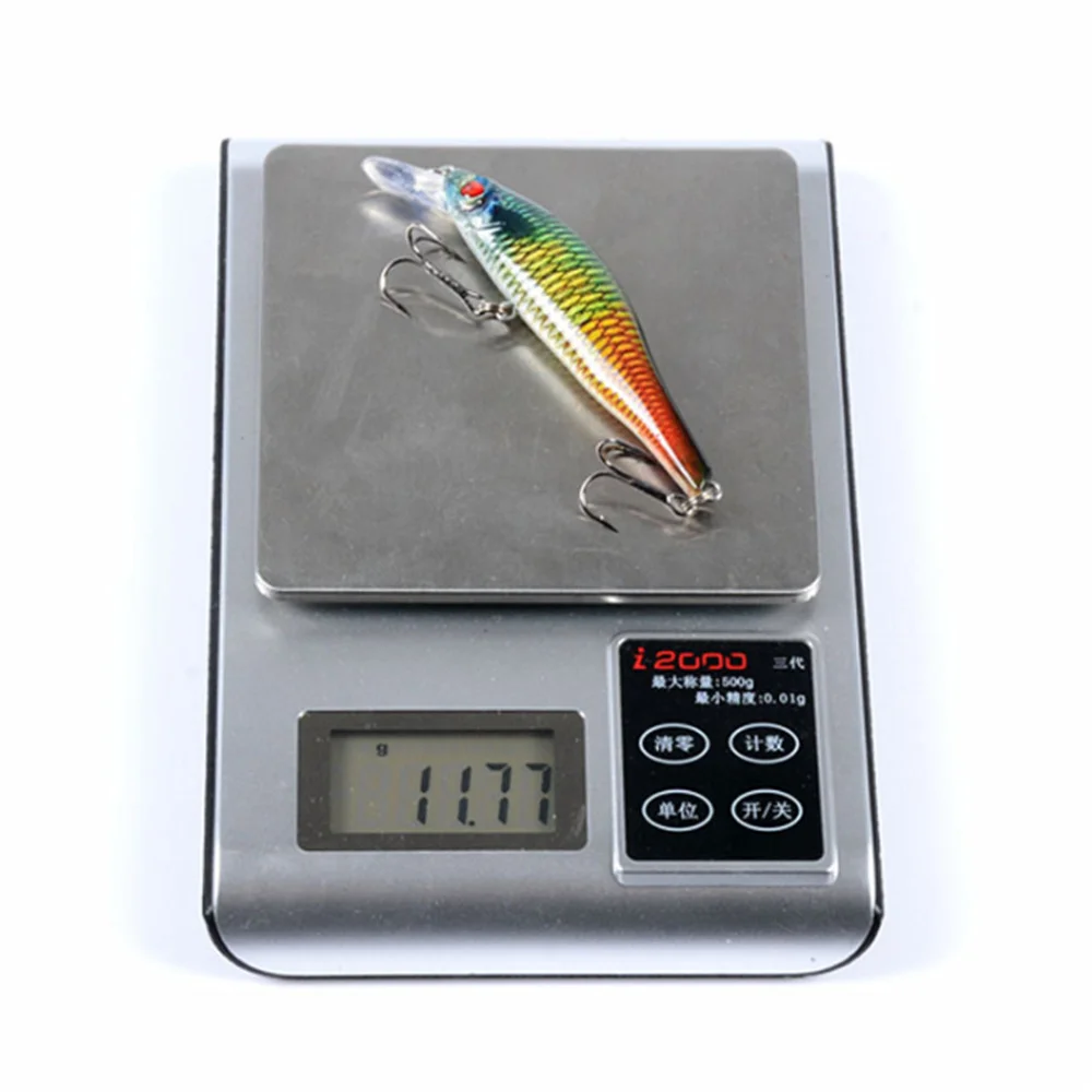 Señuelo de Pesca de pececillos duros, cebo Artificial pintado de plástico, ojos 3D, Wobbler, aparejos de Pesca Crankbait, 9,7 cm, 11,7g, 1 unidad