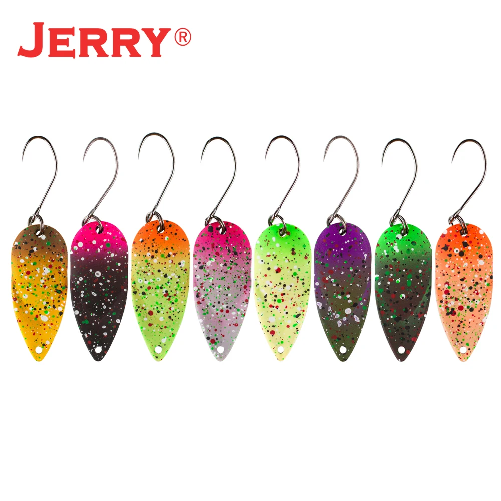 Jerry 8 Uds 2,5g/3,5g Micro área trucha cuchara señuelo Kit Set colores UV Metal señuelos de pesca latón lago corriente brillos Spinners - imagen 5